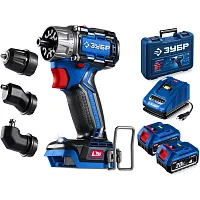 Бесщеточная дрель-шуруповерт ЗУБР Профессионал Компакт Комби, 20 В, 50 Н·м, 2 АКБ LMS (4 А·ч), кейс DB-50-42-H3