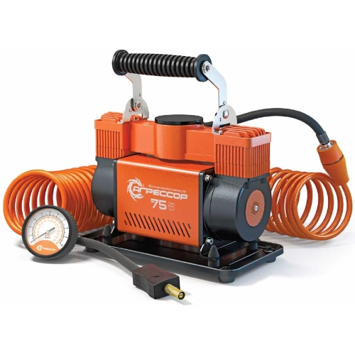 Автомобильный компрессор Агрессор металлический, дву поршневой, 12 V, 300 W, производительность 75 л/мин., пере одники для накачки лодок, сумка, 1 4 AGR-75 Автомобильный компрессор Агрессор металлический, дву поршневой, 12 V, 300 W, производительность 75 л/мин., пере одники для накачки лодок, сумка, 1 4 AGR-75