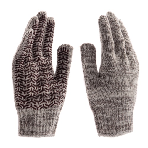 Перчатки трикотажные усиленные, гелевое ПВХ-покрытие, 7 класс, бело-серый меланж Сибртех