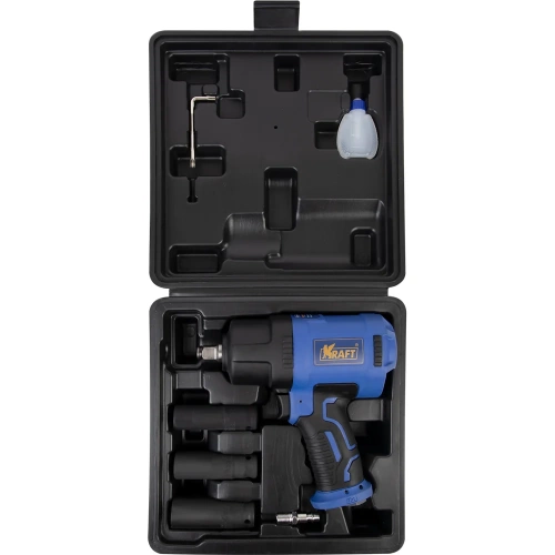 Пневматический ударный гайковерт KRAFT 1/2 1450 н.м., в кейсе с головками KT 707014 фото 3 Пневматический ударный гайковерт KRAFT 1/2 1450 н.м., в кейсе с головками KT 707014 фото 3