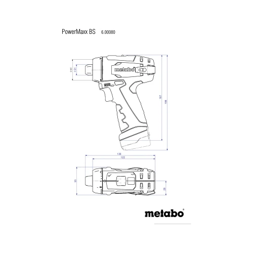 Аккумуляторная дрель-шуруповерт Metabo PowerMaxx BS 12 В, 2х2.0, LC12, патрон, кейс 600984500 фото 4