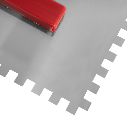 Гладилка стальная, 280 x 130 мм, зеркальная полировка, пластмастмассовая ручка, зуб 8 x 8 мм Matrix фото 6