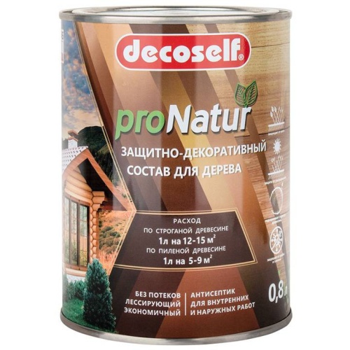 Антисептик лессирующий Pufas Decoself бесцветный 0,8 л