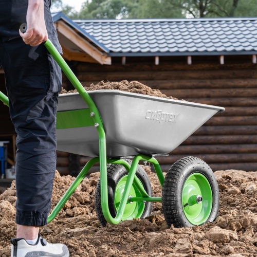 Тачка садовая, 2-х колесная, грузоподъемность 120 кг, объем 65 л Сибртех фото 17