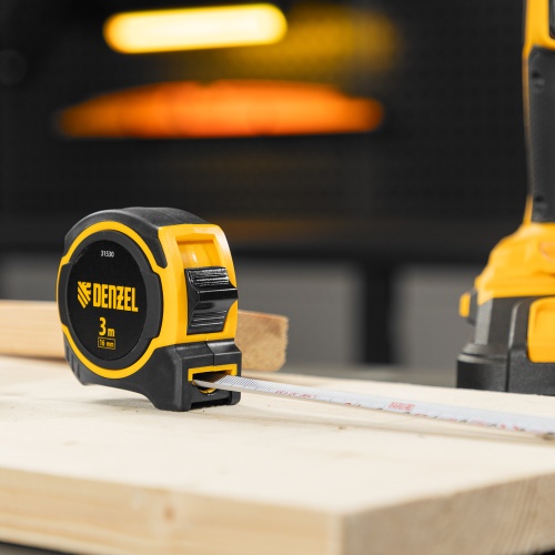 Рулетка 3м х 16мм, двухкомп. корпус, магнитный обрезиненный зацеп Denzel фото 8