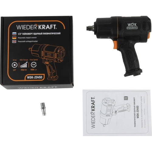 Пневматический ударный гайковерт WIEDERKRAFT 1/2", 1750 Нм, композитный корпус WDK-20450 фото 3 Пневматический ударный гайковерт WIEDERKRAFT 1/2", 1750 Нм, композитный корпус WDK-20450 фото 3