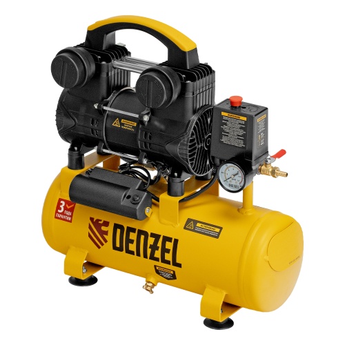 Компрессор безмасл. малошумный DLP-950/10, 950Вт,10 л, 2850 об/мин, 170 л/мин Denzel фото 2