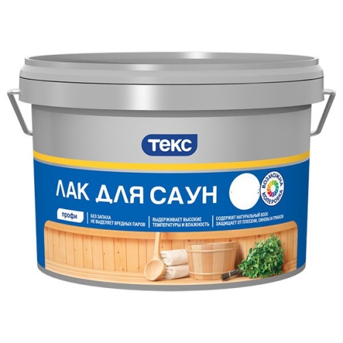 Лак Текс Профи для саун полуматовый 0,9 л Лак Текс Профи для саун полуматовый 0,9 л