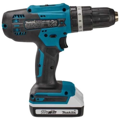 Аккумуляторная ударная дрель-шуруповерт Makita 18 В, 1400 об/мин, 21000 уд/мин, с 2 АКБ 2 Ач и ЗУ, в кейсе, HP488D006 фото 4 Аккумуляторная ударная дрель-шуруповерт Makita 18 В, 1400 об/мин, 21000 уд/мин, с 2 АКБ 2 Ач и ЗУ, в кейсе, HP488D006 фото 4