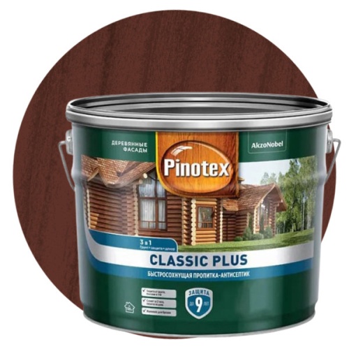 Пропитка для древесины 3 в 1 Pinotex Classic Plus 5479762 красное дерево 9 л