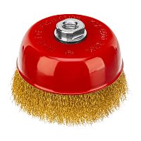 Щетка для УШМ, 125 мм, М14, "чашка", латунированная витая проволока Matrix