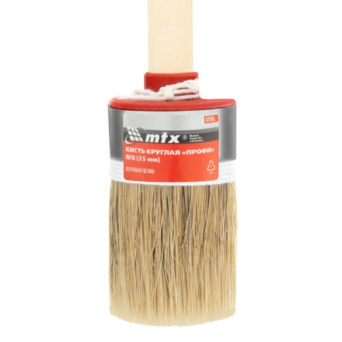 Кисть круглая, Профи №8 (35 мм) натуральная щетина, деревянная ручка MTX фото 4