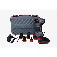 Аккумуляторный бесщеточный шуруповерт со сменными насадками Profipower MKBL-18BM (18В, 45Нм, Li-ion-2шт, 2.0Ач, 0,8-10мм, бита, З/У,в кейсе) E0250