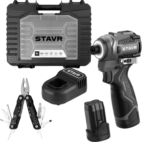 Ударный шуруповерт Ставр 16V (серия X-CLUSIVE) SID 16BL-160V-2K, 160 Нм, 2х2.0 Ач, ЗУ, кейс 9020100463