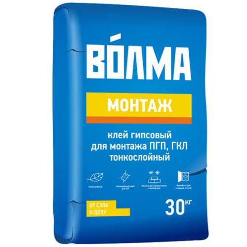 Клей гипсовый Волма Монтаж 30 кг