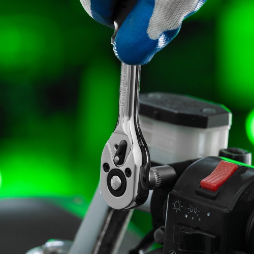 Ключ-трещотка 1/4", 45 зубьев, с быстрым сбросом, CrV, хром Сибртех фото 11