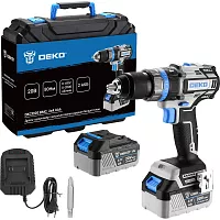 Аккумуляторная ударная дрель-шуруповерт DEKO DKCID20 бесщеточная, 20 В, 80 Нм, 2х4.0Ач 063-4421