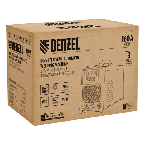 Аппарат инвертор. полуавтомат. сварки  MIG-160, 160 А, ПВ 60%, катушка 5 кг// Denzel фото 5