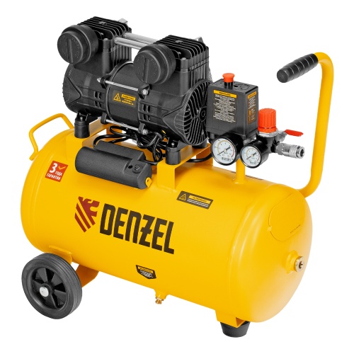 Компрессор безмасл. малошумный DLP-950/24, 950Вт,24 л, 2850 об/мин, 170 л/мин Denzel фото 2