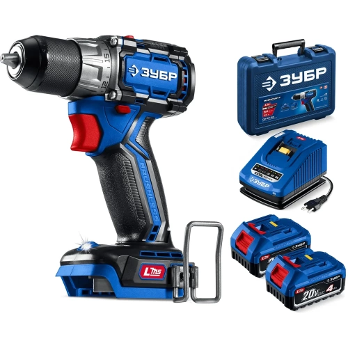 Бесщеточная дрель-шуруповерт ЗУБР Профессионал Компакт 20 В, 50 Н·м, 2 АКБ LMS (4 А·ч), кейс DB-50-42