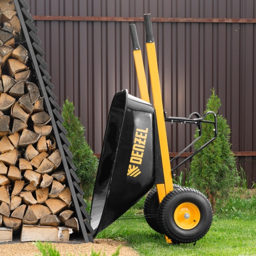 Тачка строительная, усиленная, объем 140 л, 250 кг, двухколесная, колесо 15х6.00-6 Denzel фото 14