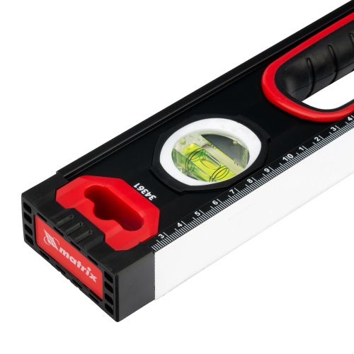 Уровень алюминиевый, усиленный, фрезерованный, 3 глазка, двухкомпонентные рукоятки, 600 мм Matrix фото 4