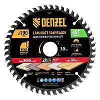 Пильный диск по ламинату ф190 х 30 мм, 48 зубьев Denzel