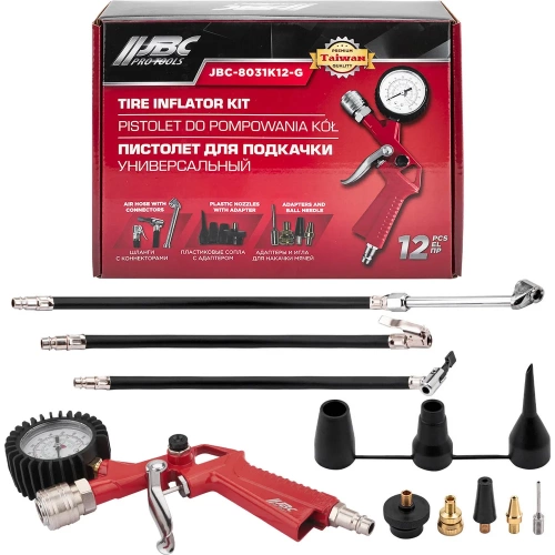 Пистолет для подкачки универсальный JBC набор 12 предметов JBC-8031K12-G(65732) Пистолет для подкачки универсальный JBC набор 12 предметов JBC-8031K12-G(65732)