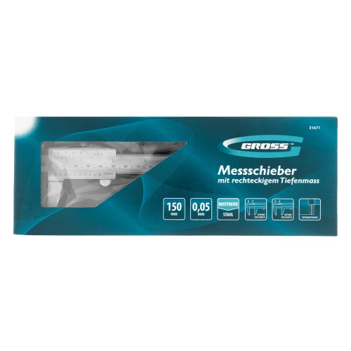 Штангенциркуль, 150 мм, 0.05 мм, нержавеющая сталь, с глубиномером Gross фото 10