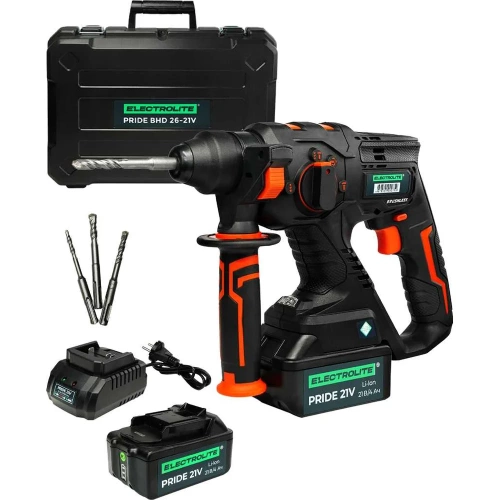Аккумуляторный бесщеточный перфоратор Electrolite BHD 26 21V 2 АКБ, 4 Ач, 2.6 Дж, кейс, оснастка 6148