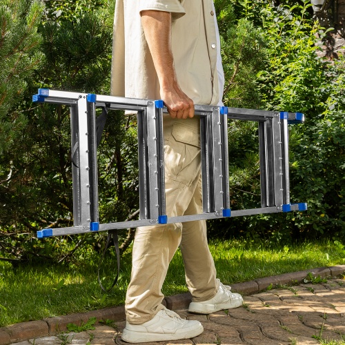 Стремянка двухсторонняя 4 ступени, сталь профиль, стальные ступени, Сибртех фото 11