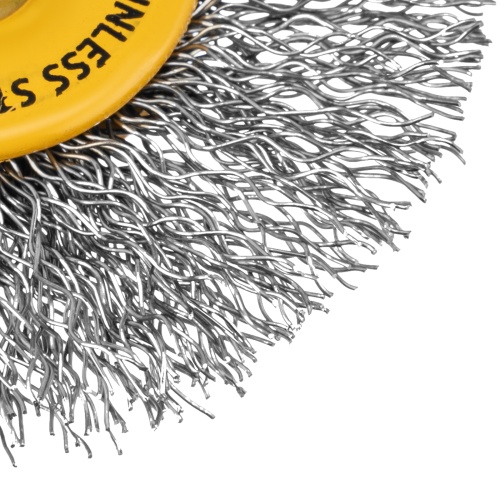 Щетка для дрели, 60 мм, Плоская, со шпилькой, нержавеющая витая проволока Denzel фото 4 Щетка для дрели, 60 мм, Плоская, со шпилькой, нержавеющая витая проволока Denzel фото 4