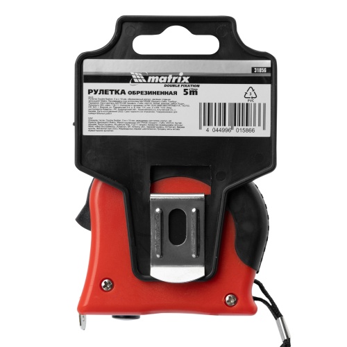 Рулетка Double fixation,5 м х 19 мм,обрезиненный корпус,двойная плавная фиксация Matrix фото 7