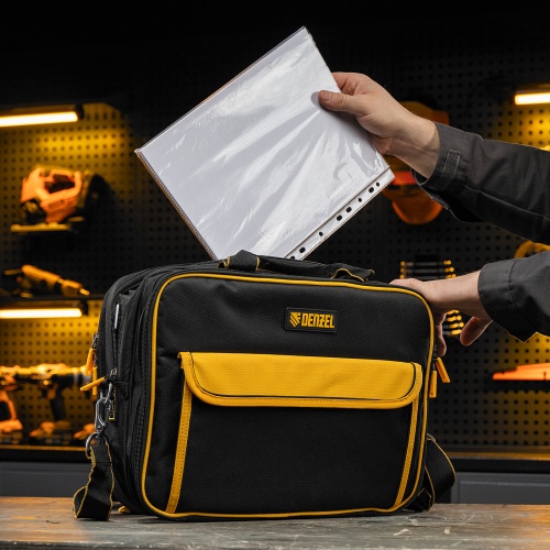 Сумка для инструмента, 400х170х300 мм, 3 отделения, 28 карманов, наплечный ремень Denzel фото 12