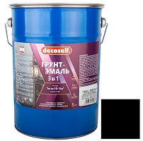 Грунт-эмаль Pufas Decoself 3 в 1 глянцевая черная 5 кг
