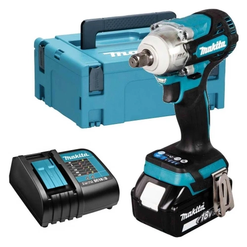Гайковерт ударный аккумуляторный Makita LXT BL 18В XPT, квадрат 1/2", 330Нм, 4 скорости, подсветка, тормоз двигателя, регулировка оборотов, АКБ 1x3.0Ач, з/у, Makpac. DTW300SF1J