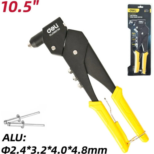 Ручной заклепочник поворотный DELI 260мм DL236911W (поворот 0-360 град, диаметр 2,4/ 3,2/ 4,0/ 4,8 мм) 167848 фото 3 Ручной заклепочник поворотный DELI 260мм DL236911W (поворот 0-360 град, диаметр 2,4/ 3,2/ 4,0/ 4,8 мм) 167848 фото 3