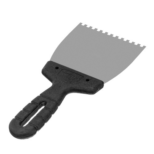 Шпатель из нержавеющей стали, 100 мм, зуб 4 х 4 мм, пластмассовая ручка Сибртех фото 2