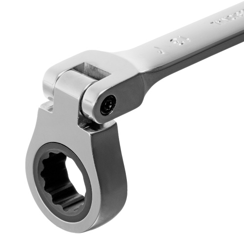 Ключ комбинированный трещоточный, 13 мм, CrV, шарнирный, зеркальный хром Matrix Professional фото 5