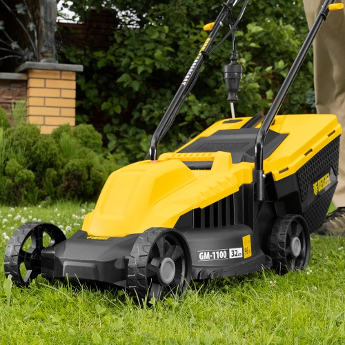 Газонокосилка электрическая GM-1100, 1100 Вт, шир. 32 см, 3 уров., травосб. 30 л Denzel фото 21