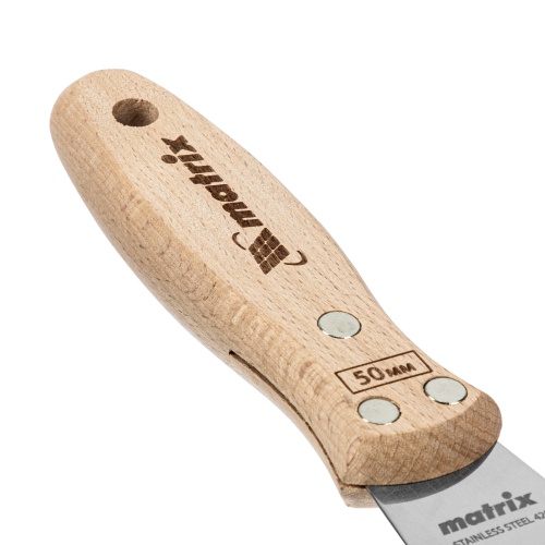 Шпательная лопатка из нержавеющей стали, 50 мм, буковая рукоятка, EFP Matrix фото 6 Шпательная лопатка из нержавеющей стали, 50 мм, буковая рукоятка, EFP Matrix фото 6