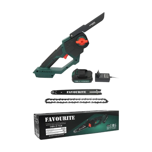 Цепная пила аккумуляторная FAVOURITE OBS 21 TG8 21В, 2Ач, ЗУ 150812216 Цепная пила аккумуляторная FAVOURITE OBS 21 TG8 21В, 2Ач, ЗУ 150812216