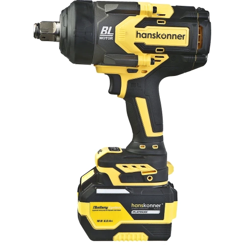 Гайковерт ударный Hanskonner безщеточный PLATINUM, 18В, 1 BatterySystem, 1300Нм, 3/4, акк 6Ач+ЗУ HCD201300BLC фото 9 Гайковерт ударный Hanskonner безщеточный PLATINUM, 18В, 1 BatterySystem, 1300Нм, 3/4, акк 6Ач+ЗУ HCD201300BLC фото 9