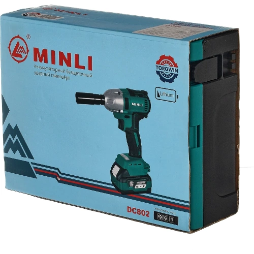 Аккумуляторный бесщеточный ударный гайковёрт MINLI 1/2 350N.m Li-ion 18Vx2 DC802-4.0A фото 3