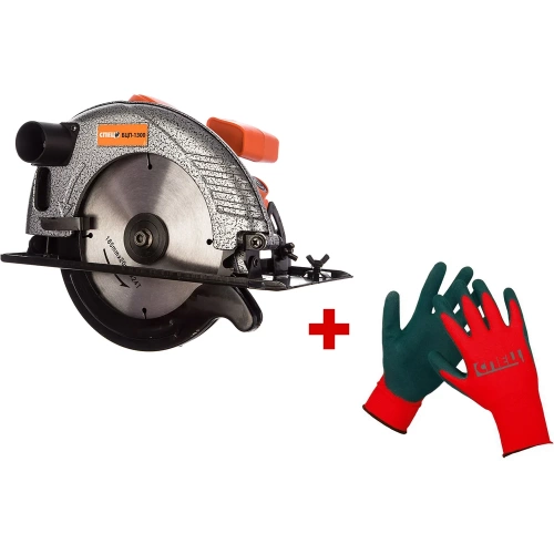 Пила циркулярная СПЕЦ БЦП-1300, 1550Вт, диск 185мм, 5000об/мин, картонная упаковка + перчатки Спец СПЕЦ-3322/ВС-136-0272
