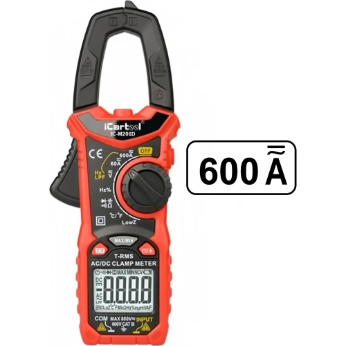 Токовые клещи постоянного/переменного тока iCarTool 600 A IC-M206D Токовые клещи постоянного/переменного тока iCarTool 600 A IC-M206D