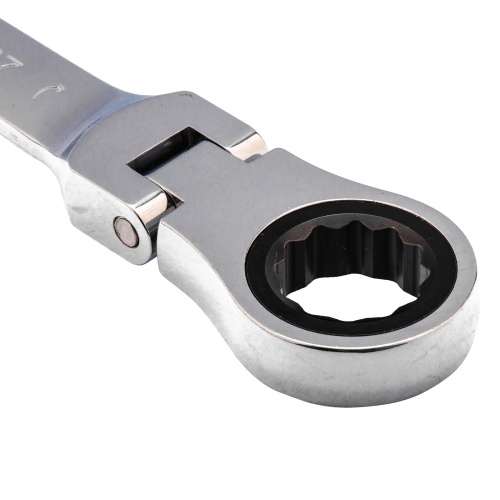 Ключ комбинированный трещоточный, 27 мм, CrV, шарнирный, зеркальный хром Matrix фото 3 Ключ комбинированный трещоточный, 27 мм, CrV, шарнирный, зеркальный хром Matrix фото 3