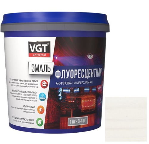 Эмаль универсальная флуоресцентная VGT белая 1 кг