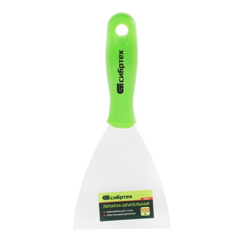 Шпательная лопатка из нержавеющей стали, 100 мм, пластмассовая ручка Сибртех фото 6