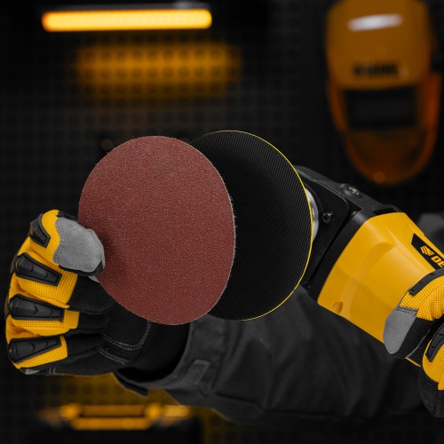 Тарелка опорная для дрели и УШМ с липучкой, 115 мм, мягкая, с адаптером c М14 на d8 Denzel фото 12